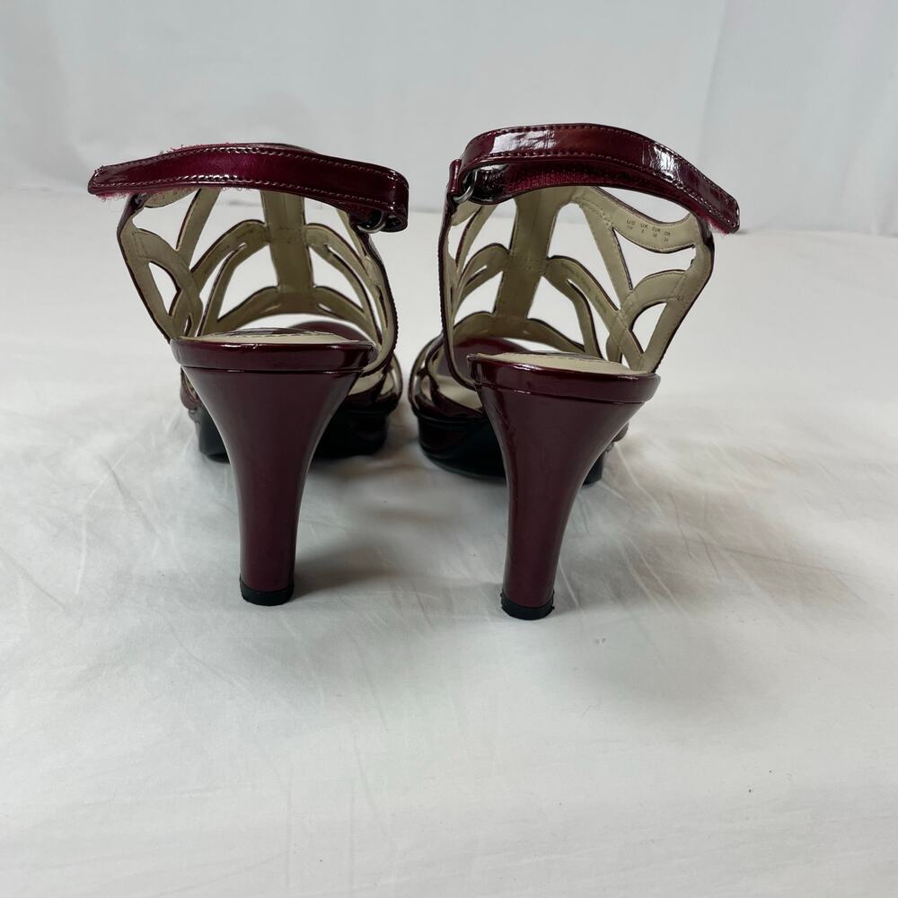 Naturalizer Danya Wine Patent Strappy Platform Sandals Heels Women's Size 7W - Picture 5 of 8